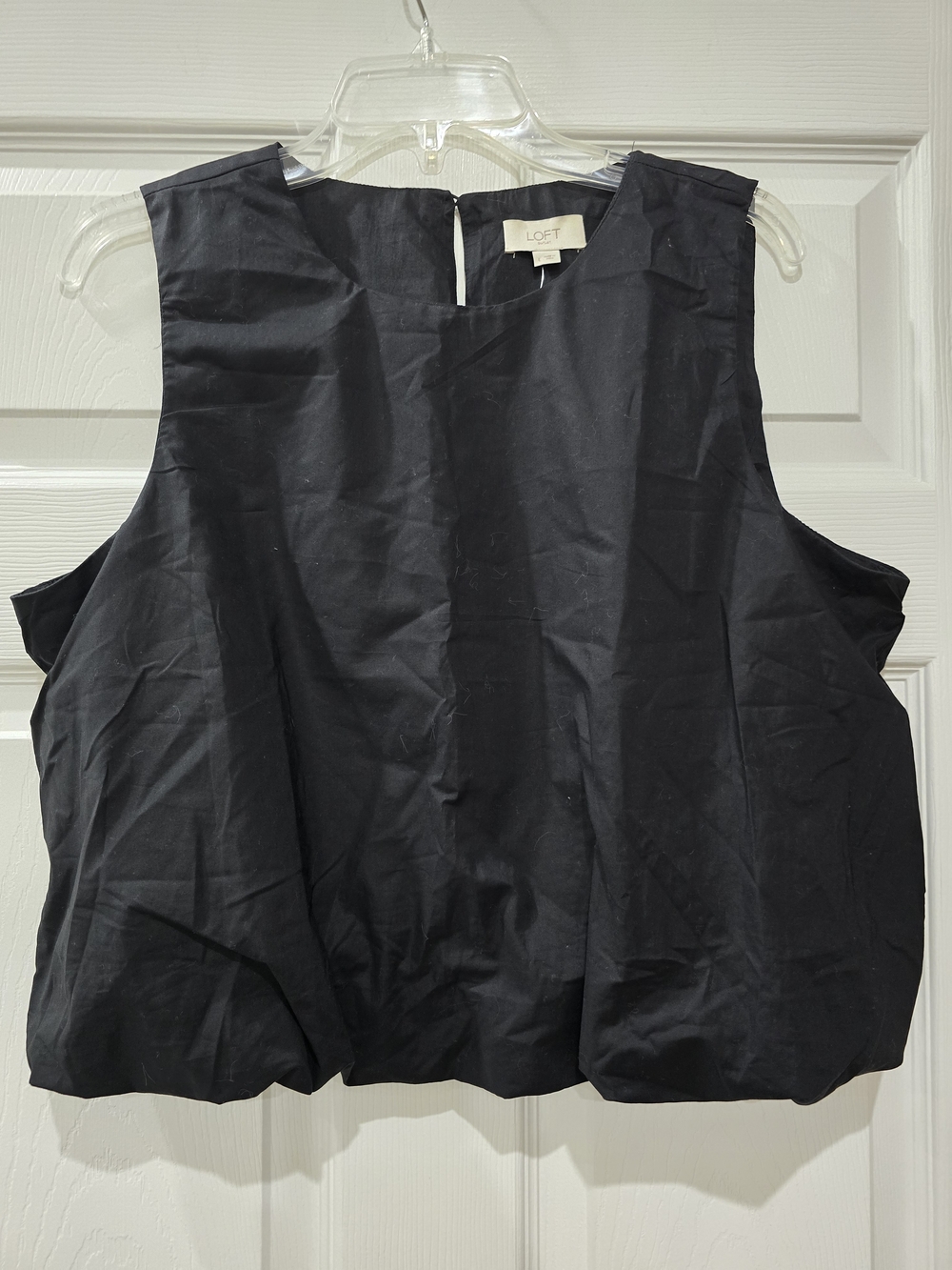 LOFT Black Sleeveless Bubble-Hem Tank Size L